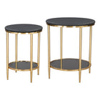 Zuo Koper Coffee Table - Black - Set of 2-Natural Marble round shape tabletop