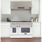 Kucht 48" KDF Series Pro Style Propane Ready Dual Fuel Range - Stainless Steel/White-Product dimensions 27.75" L x 48" W x 36" H
