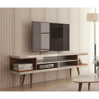 Manhattan Comfort Utopia 70.47" TV Stand, White and Maple Cream (19752)-Upon Assembly, Measures: 70.47 in. Length, 24.01 in. Height, 8.267 in. Depth.