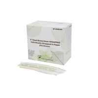 Eco-Packaging - Pailles en roseau 8 po - 8 mm - Paquet de 1600-Emballé individuellement dans du papier
