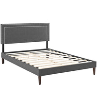 Modway Virginia Fabric Full Platform Bed with Squared Tapered Legs - Grey-Fine Polyester Upholstery