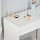 HOMCOM Makeup Vanity Desk with Flip Top Mirror and Cushioned Stool - 31.5" L x 15.7" W x 31.1" H - White-Modern design easily blends any existing home décor 