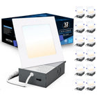 Impotek 4" Square LED 9W 5CCT Dimmable Recessed Ceiling Light - 12 Pack-Versatile Colour Temperature Selection - Elevate your room's ambiance with our advanced 5 CCT feature, allowing you to choose the perfect light temperature for any setting. Seamlessly switch among 2700K, 3000K, 3500K, 4000K, and 5000K options with a simple toggle on the junction box, tailoring your lighting atmosphere to match your mood or decor with ease