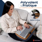 ShoppingAll - Support de tablette réglable avec coussin et oreiller - Gris-Clip Rotatif À 360° Pour Une Vue Facile - Doté d’un clip à rotule, le support de tablette pivote à 360°, facilitant le passage entre les modes paysage et portrait pour une expérience visuelle personnalisée.