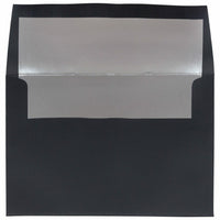 JAM Paper A8 Foil Lined Invitation Envelopes - 5.5 x 8.125 - Black Linen with Silver Foil - 25 Pack-Features a smooth paper finish and shiny foil lining to add a pop of color to any mailing