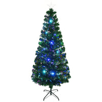 HOMCOM 6' Pre-Lit Artificial Christmas Tree with LED and Fiber Optics - Green-A pine-styled tree stands up to 6 feet tall with a 31.5-inch diameter 