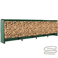 Outsunny Outdoor Firewood Rack with Rain Cover - Steel Chains - Dark Green-Firewood rack with a capacity of 35.9 Cu ft (1 m³) to store large quantities of firewood in an organised manner
