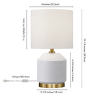 Hudson&Canal Esther 15" Tall Textured Ceramic Table Lamp with Fabric Shade - Matte White/Antique Brass/White-Includes a 6 ft. cord with rocker switch