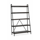 Gry Mattr Live Edge Bookshelf - Black Walnut-5-tier ladder design with textured wood grain finish (oak veneer)