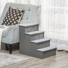 PawHut 21.3" H Pet Stairs for High Bed - Grey-5.6" (14.3cm) high and 6.7" (17cm) wide steps, your pets can climb it up with no problem 
