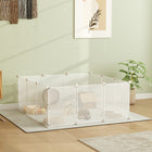 PawHut 18" H 12 Panel Plastic Pet Pen - White-Non-slip mats and cable ties help to secure the cage 