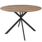 HOMCOM - Table à manger ronde 47 po avec pieds en acier - brun-Plateau aspect bois rustique et pieds croisés noirs dégagent un charme industriel 
