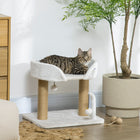 PawHut - Arbre à chat, condo avec poteaux à griffer en jute - blanc-Recouvert d’un revêtement en peluche, assurant le confort de votre chat 