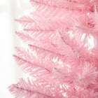 HOMCOM 7' Pre-Lit Artificial Christmas Tree with Warm White LED Lights - Pink-Separates into three individual sections for compact storage 