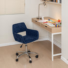 Chaise de Bureau en Tissu Homy Casa – Bleu Foncé-Siège rembourré et bras fixe pour un confort tout au long de la journée