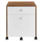 Modway Transmit Wood File Cabinet - Walnut White-Plastic Casters