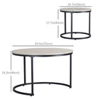 HOMCOM 29" Round Stacking Tables - Grey Wood Grain - 2 Pack-Stackable when not in use for space-saving
