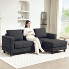 HOMCOM - Canapé en forme de L avec chaise longue - gris charbon-Le tissu en velours côtelé doux et respirant améliore le confort 