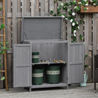 Outsunny - Abri de jardin en bois avec toit à charnière, gris foncé-Le toit à charnières peut être facilement ouvert pour une meilleure ventilation 