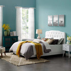 Modway Amelia Upholstered Fabric Full Bed - White-Box Spring Required (Not Included)