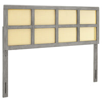Modway Luana Cane Queen Headboard - Grey-Queen Wood Headboard