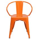 Flash Furniture – Chaise en acier avec bras, intérieur/extérieur, orange fini poudré, 4/boîte (CH31270OR)-Finition enduite de poudre orange