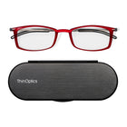 ThinOptics FrontPage Collection Glasses with Milano Black Case - Brooklyn - 1.0 - Red-Product includes the ThinOptics Reading Glasses & the Universal Pod case featuring non-residue adhesive to stick onto your phone/case or any other hard & flat surface