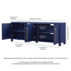 Hudson&Canal - Meuble TV Chabot pour téléviseurs jusqu'à 75" - Bleu foncé-Dimensions du produit : 15,75" L x 68" l x 24,5" H