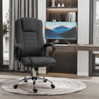 Vinsetto - Chaise de bureau à haut dossier à hauteur réglable avec roulettes-Tissu aspect lin respirant et confortable