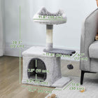 PawHut - arbre à chat 28 po avec lit supérieur en peluche - gris clair-Design unique avec une balle suspendue pour un amusement interactif sans fin 