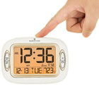 Marathon Atomic Alarm Clock With Auto-Night Light - Temperature & Date - White (CL030051WH)-Digital alarm clock with snooze function displays time, indoor temperature and calendar