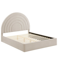 Modway Solana Arched Performance Velvet Queen Platform Bed - Almond-Stain-Resistant Performance Velvet Upholstery