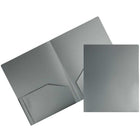 JAM Paper Heavy Duty Plastic Two-Pocket School Folders - Silver - 6 Pack-Colour: Silver