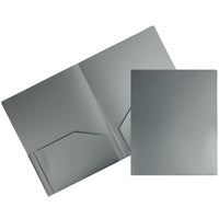JAM Paper - Chemises scolaires à deux pochettes en plastique robuste - argent - Paquet de 6-Couleur: Argent
