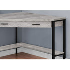 Monarch Specialties - 7505 Bureau 42 po - En Coin Faux Bois Gris-Le cadre en métal au fini noir a des pieds latéraux robustes et exposés de forme rectangulaire