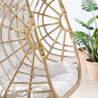 Modway Amalie Wicker Rattan Outdoor Patio Rattan Swing Chair - Natural White-Plush Removable Cushion
