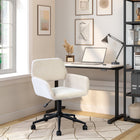 Homy Casa Modern Adjustable Office Chair Beige Chenille Fabric with Black Base-Sturdy Black Base: The durable black base provides stability and can withstand daily use, ensuring long-lasting performance
