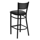 Flash Furniture HERCULES Series Black Grid Back Metal Restaurant Barstool - Black Vinyl Seat-2.5'' Thick Foam Padded Seat