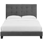 Modway Melanie Tufted Button Upholstered Performance Velvet Queen Platform Bed - Grey-Wood Frame/LVL Slats/MDF Headboard
