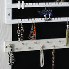 HOMCOM Mirror Jewelry Cabinet - 15" L x 15" W x 61.75" H - White-Effortless cabinet door operation with a magnetic closure 
