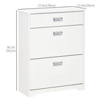 HOMCOM Modern Shoe Cabinet with 3 Drawers for 16 Pairs - White-Holds up to 16 pairs of standard-sized shoes (CA Men Size 10.5)  