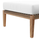 Modway Clearwater Outdoor Patio Teak Wood Ottoman - Grey/White-Removable Cushion