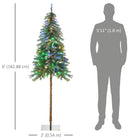 HOMCOM 6' Pre-Lit Slim Pencil Artificial Snow Christmas Tree - Green-Choice of warm white or multi-coloured LED lights 