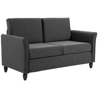 HOMCOM - Canapé loveseat 56 po avec pieds en bois - gris foncé-Cadre en bois massif avec des pieds en bois robustes pour une stabilité supérieure 