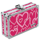 Vaultz Pencil Box - Heart Pattern-Mesh pocket and elastic pencil band inside for organization