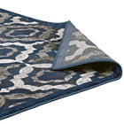 Modway - Kalinda Treillis rustiques vintage marocains Tapis de comédie 8 pi l x 10 pi L - Ivoire marocain bleu et brun-Haute densité / Tissé à la machine