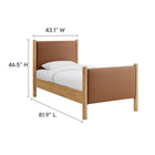 Modway Maven Twin Size Vegan Leather Upholstered Platform Bed - Tan Oak-8