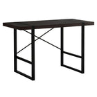 Monarch Specialties 7311 48" Computer Desk - Espresso/Black Metal-Industrial-inspired computer desk with a thick-panel desktop in a dark-brown espresso finish