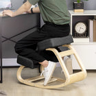 HOMCOM - Chaise à genoux ergonomique en bois avec coussins épais pour une meilleure posture - noir-Favorise la circulation sanguine, réduit la pression sur la colonne vertébrale, le cou et le dos 