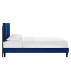 Modway Sofia Channel Tufted Performance Velvet Full Platform Bed with Tapered Black Wood Legs - Navy-Reinforced Center Beam & Support Legs